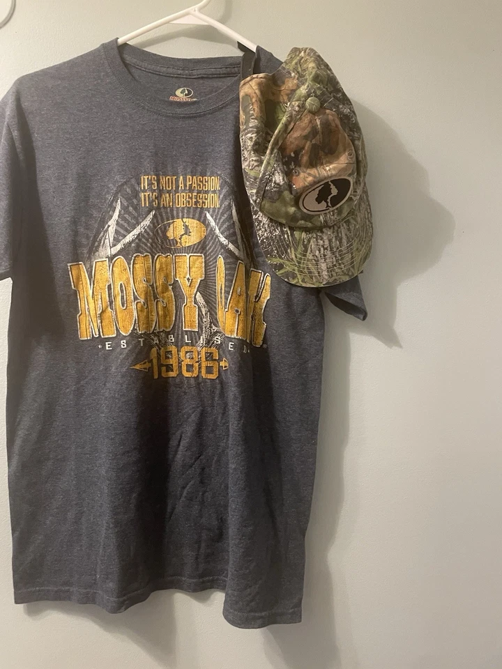 Camiseta Mossy Oak Para Hombre Talla 2XL Gris Caza Pesca Camisa Clásica Logo Camiseta Foto 2 de 4
