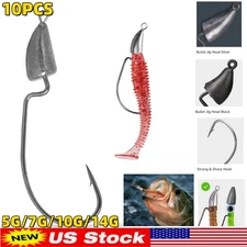 10PCS Weedless Darter Swimbait Jig Heads,Bullet Style Weighted Offset Hooks US