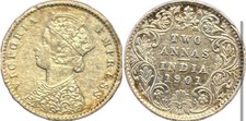 1901 India-British 2 Annas KM# 488