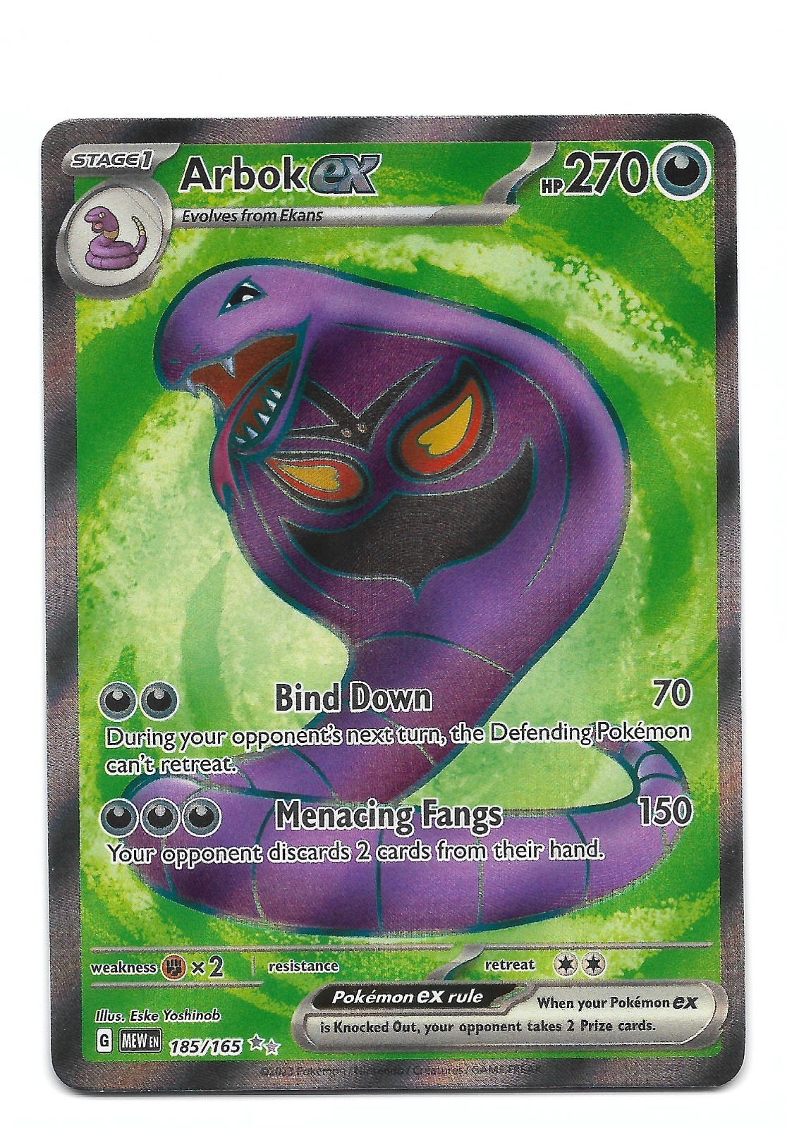 Arbok ex 185/165 Sv: Scarlet & Violet 151 Holo Pokemon TCG - NM