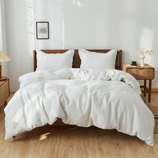 SimpleOpulence 100 Linen Duvet Cover Set 3pcs Basic Style Natural French