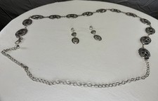 Western Cowgirl Concho Belt w Matching Earrings Silver Tone New in Box