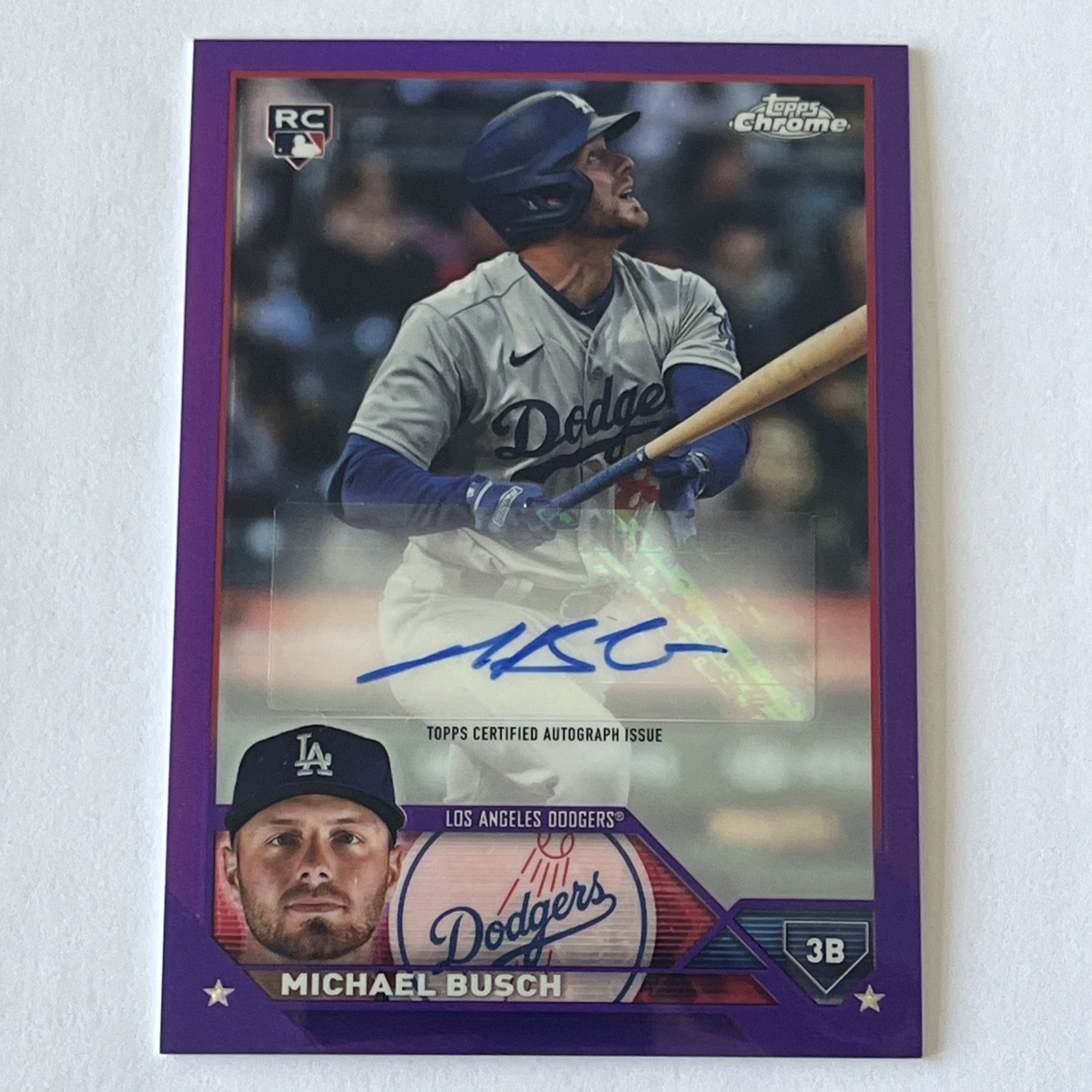 2023 Topps Chrome Update Auto Michael Busch #AC-MB Purple Refractor /250 (AU,RC)