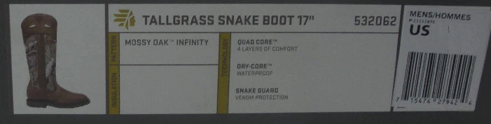 Lacrosse 532062M-8 17" Tallgrass Camo Snake Boot Size 8 - Image 4 of 4