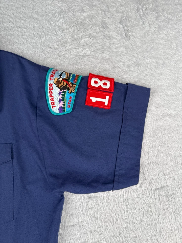 Boy Scouts of America Shirt Youth Medium Blue Short Sleeve Button Utah Trapper - Image 2 of 4