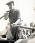 HEARTY OLD MAN ROWS OARS for WOMEN in ROWBOAT ~ 1930s PHOTO — photo 2