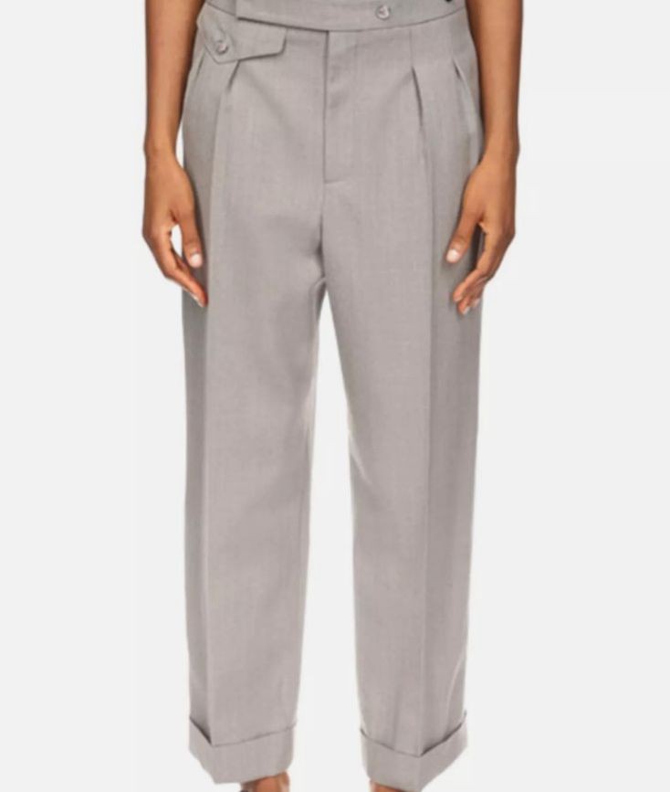 Victoria Beckham Women's Gray Alina High Waist Wide Leg Cropped Pants Size 4