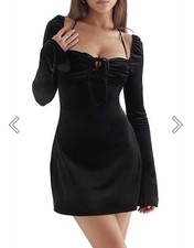 House of CB Black Velvet Mini Dress XS 6