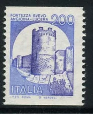 Castelli Lire 200 per bobina varietà nome dell'incisore parzialmente mancante