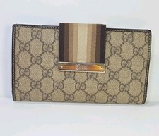 Authentic GUCCI Brown Monogram Canvas Continental Long Wallet With COA