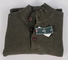 G.H. Bass Co. Men's 100 Cotton Sweater, Pullover, 3-Button, Green Size L, NWT