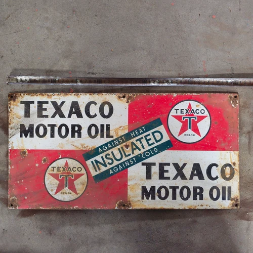 VINTAGE TEXACO INSULATED OLD US GASOLINE OIL GAS PUMP ENAMEL PORCELAIN SIGN