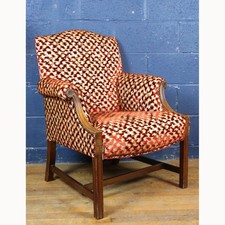 An Antique Mahogany Framed Gainsborough Open Armchair Freshly Reupholstered