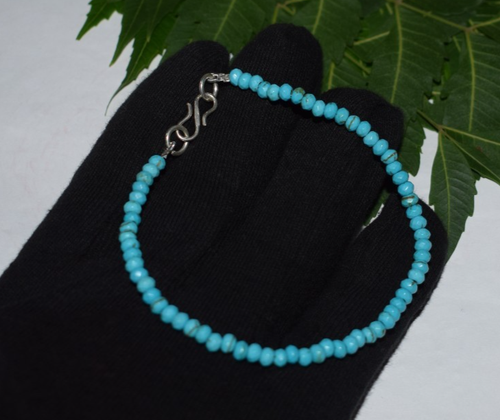 925 Sterling Silver 7" Bracelets Blue Turquoise Dyed Gemstone Wedding Gift - Picture 14 of 17
