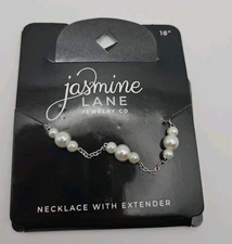 Jasmine Lane Faux Pearl Necklace 18" Chain W/ Extender  