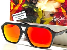 NEW Maui Jim WEDGES Matte Black POLARIZED Hawaii Lava GLASS Sunglass RM880-02A