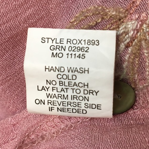 Fig & Flower XL Tunic Top Pink Floral Embroidery Gauzy Button Up Roll Tab Sleeve - Picture 18 of 19