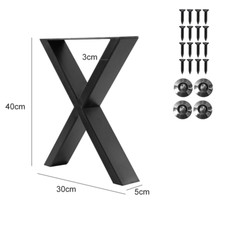 2PCS/Set Black Industrial Metal X Shape Table Legs Desk Bench X Square Frame Leg