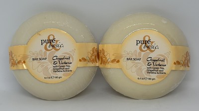 (2) Pure & Basic Grapefruit & Verbena Bar Soap 6.4oz New Fast Ship