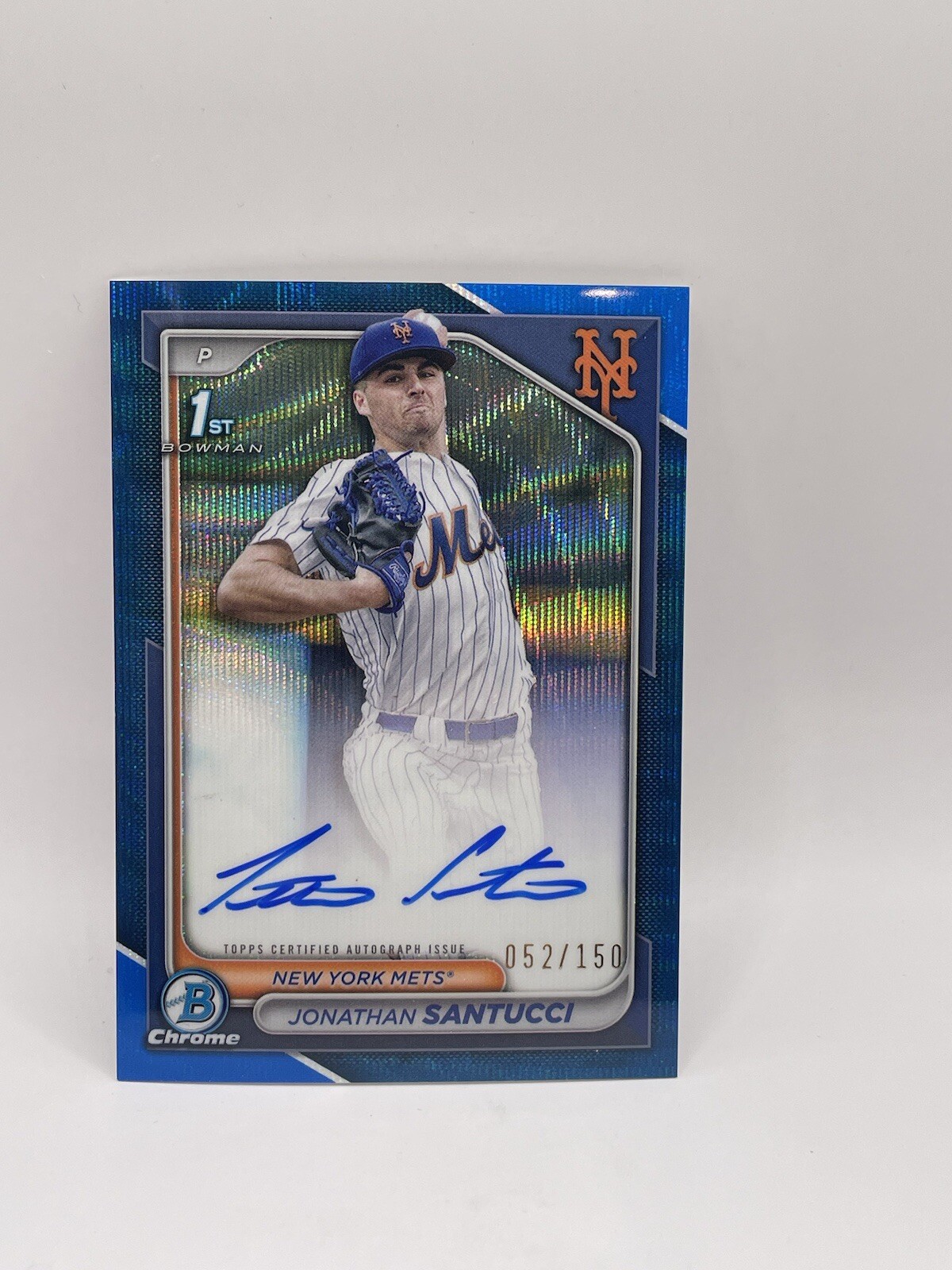 2024 Bowman Draft Jonathan Santucci Chrome Auto Blue Wave Refractor 1st #/150