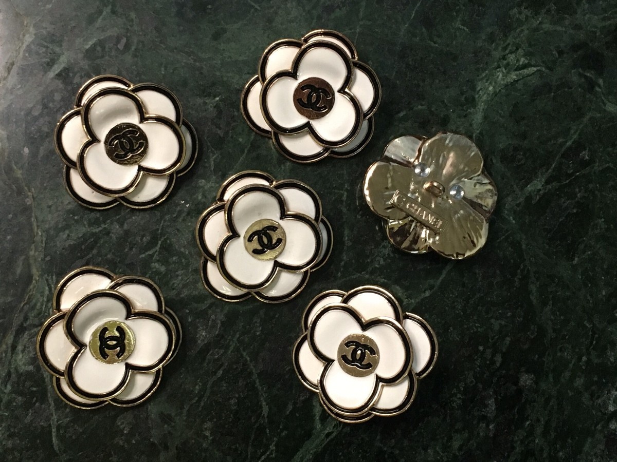 Chanel White Camellia Flowers Button Set of 2 Size 30 mm