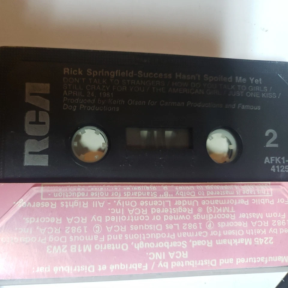 Rick Springfield success hasnt spoiled me yet cassette - Image 3 of 3