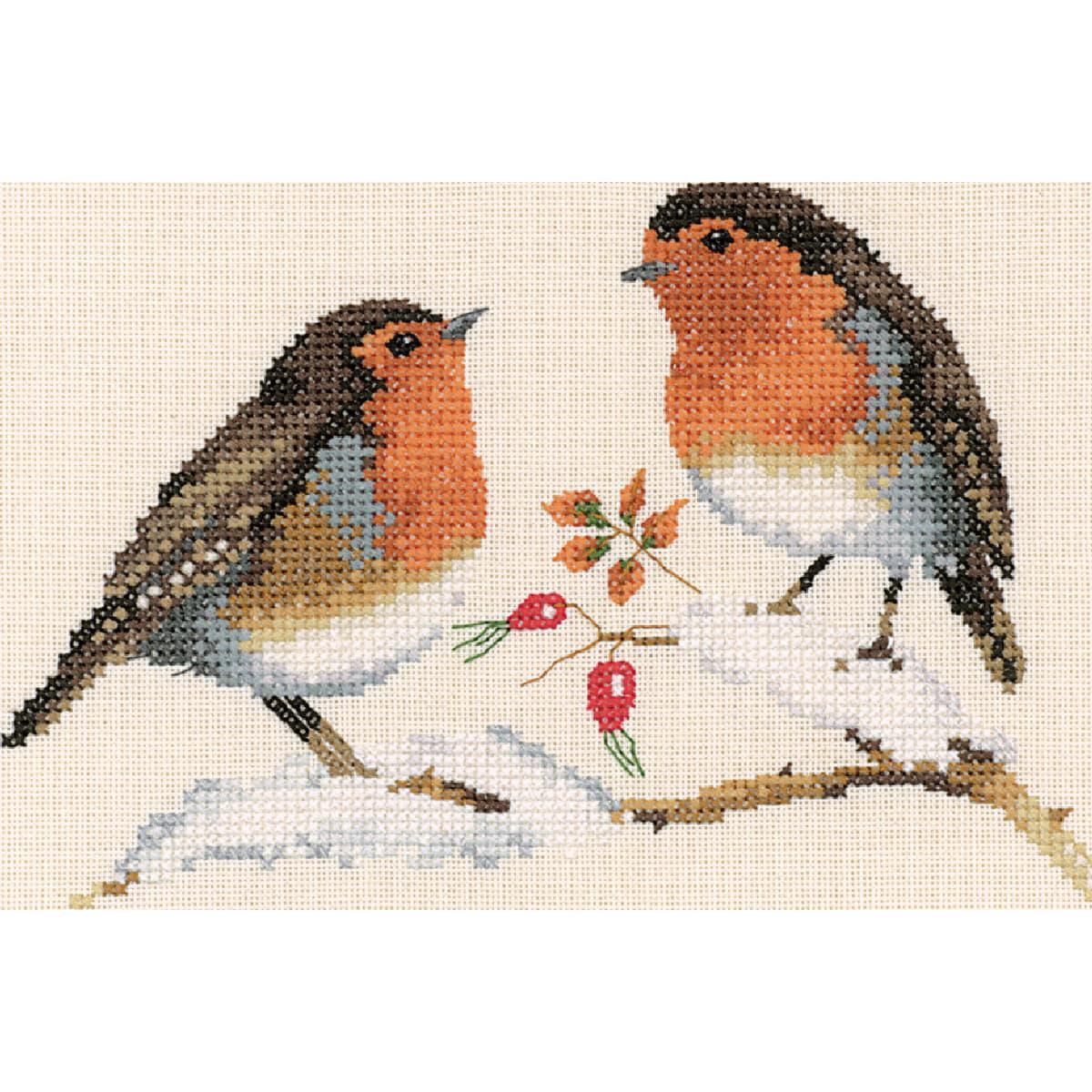 Heritage counted cross stitch kit evenweave fabric ""Winter Robins (L)"", VPWR697-