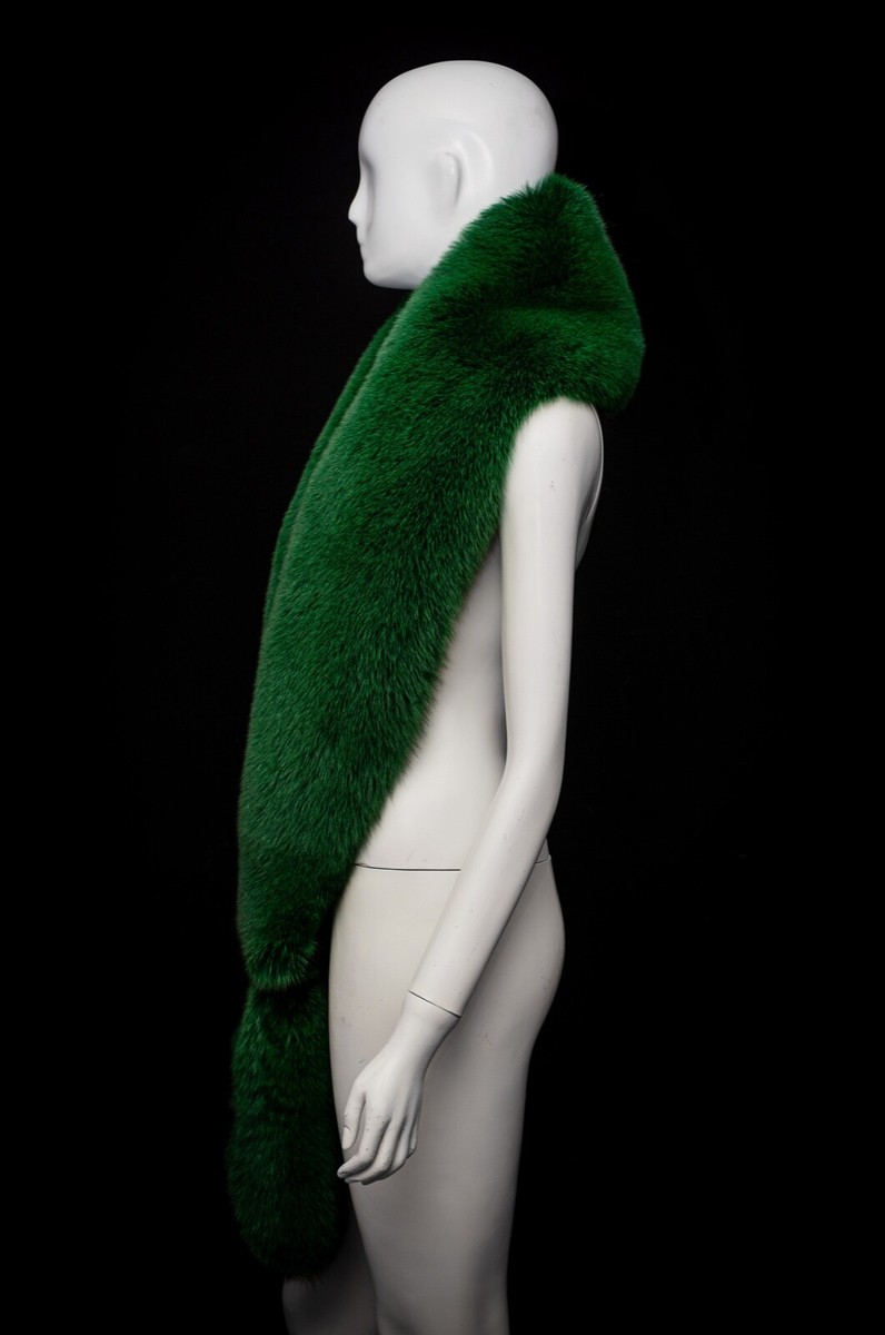 Emerald Green Fox Fur Women's Stylish Oversize Scarf Boa Stole