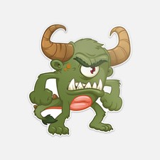 Cartoon Angry Green Monster Vinyl Sticker Decal