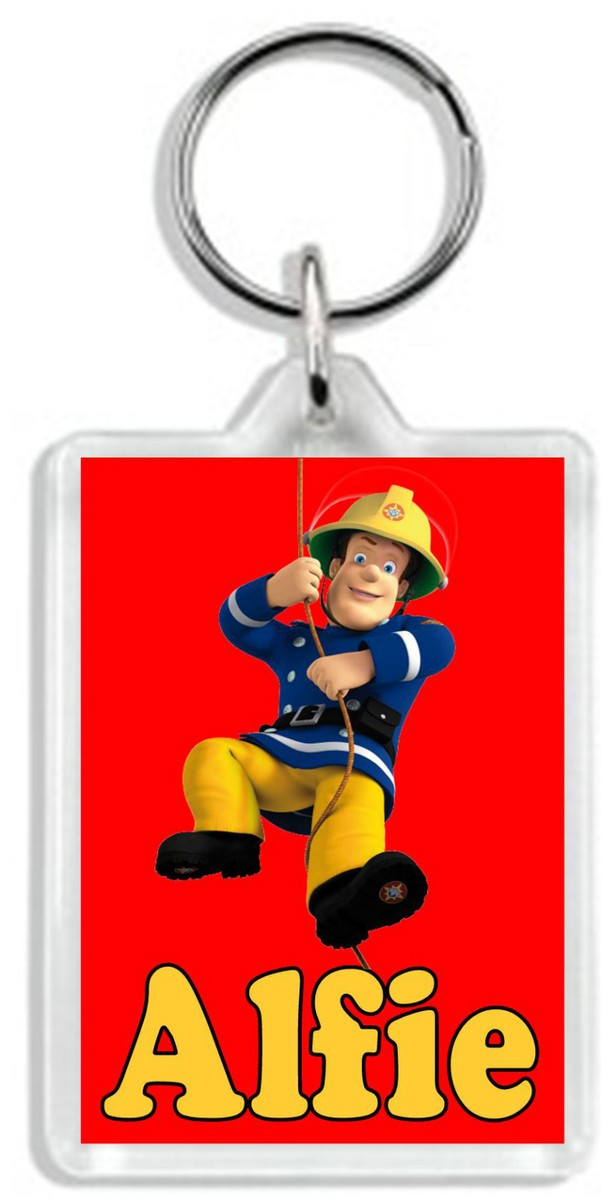 Personalised Fireman Sam Keyring Bag Tag Key Chain *Great Gift*