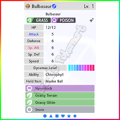 Pokemon Sword and Shield- ✨Ultra Shiny✨ 6IV Bulbasaur FAST