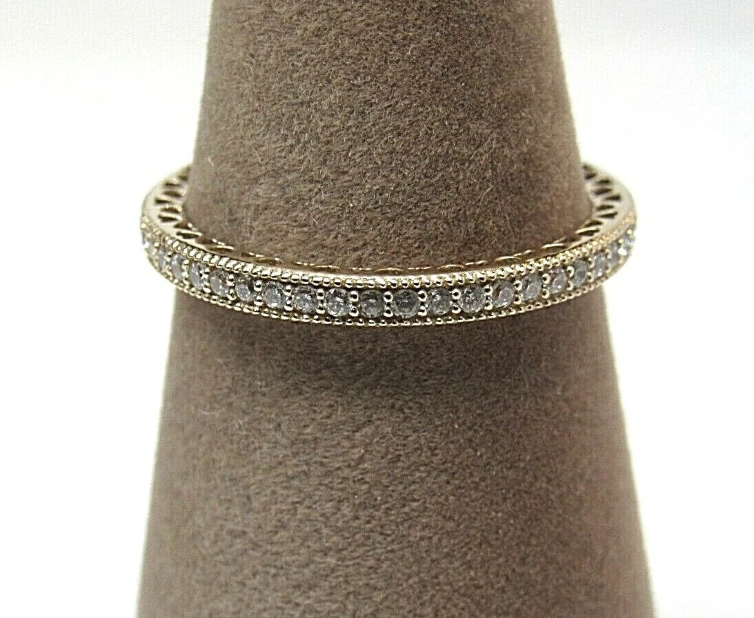 New Pandora Size 60 14 Kt Gold Hearts of Pandora Clear CZ Ring