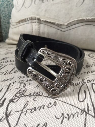 Justin Boots DeMedici Black Leather Cross Women\'s Belt Sz 30 NWT Justin Boots De Medici Black Cross Belt Womens Studded NWT  main image 3