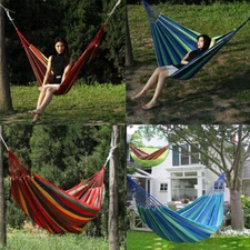Lightweight Hang Bed Swing Canvas Hammock Outdoor Travel Camping Premium Garden