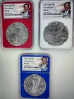 2023 NGC MS 70 Silver Eagle in Red, White, and Blue DeSantis Trio Core
