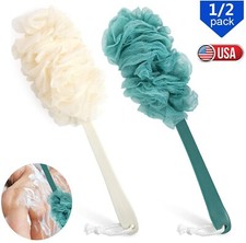 2  Bath Loofah Sponge Brush Shower Long Handle Back Scrubber Bathing Brush 17"