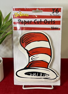 Vintage Dr. Seuss The Cat's Hat Paper Cut-Outs 6  Tall by Eureka, Pack Of of 36