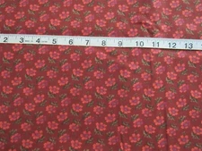 1 yd 100% Cotton Fabric by Peter Pan Fabrics, Dark Red with Red/Purple Flowers