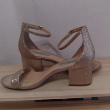 Betsey Johnson Sandals Womens Size 8 Blue Miri Champagne Glitter Open Toe