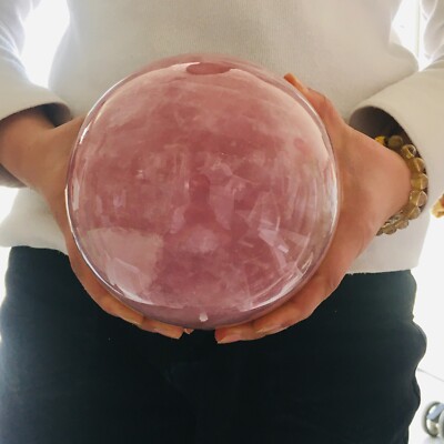 10.45LB top Natural pink rose quartz ball crystal sphere decoration healing