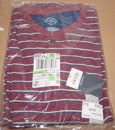Mens Henley Knit Pullover Shirt by St Johns Bay XXL Burgundy Striped NWT - Picture 4 of 4