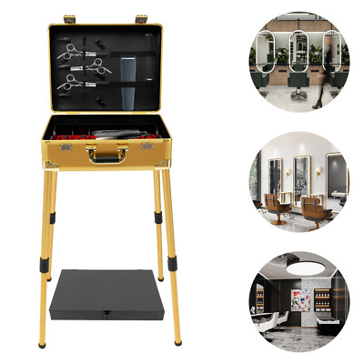 #ad Barber Case Mobile Barber Station Professional Barber Toolbox with Gold Stand US $162.26