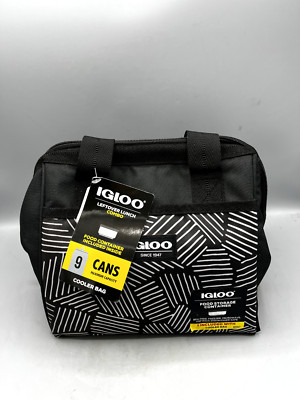 Igloo Black Striped Print Essentials Lunch Bag & Pack In Food Container NEW