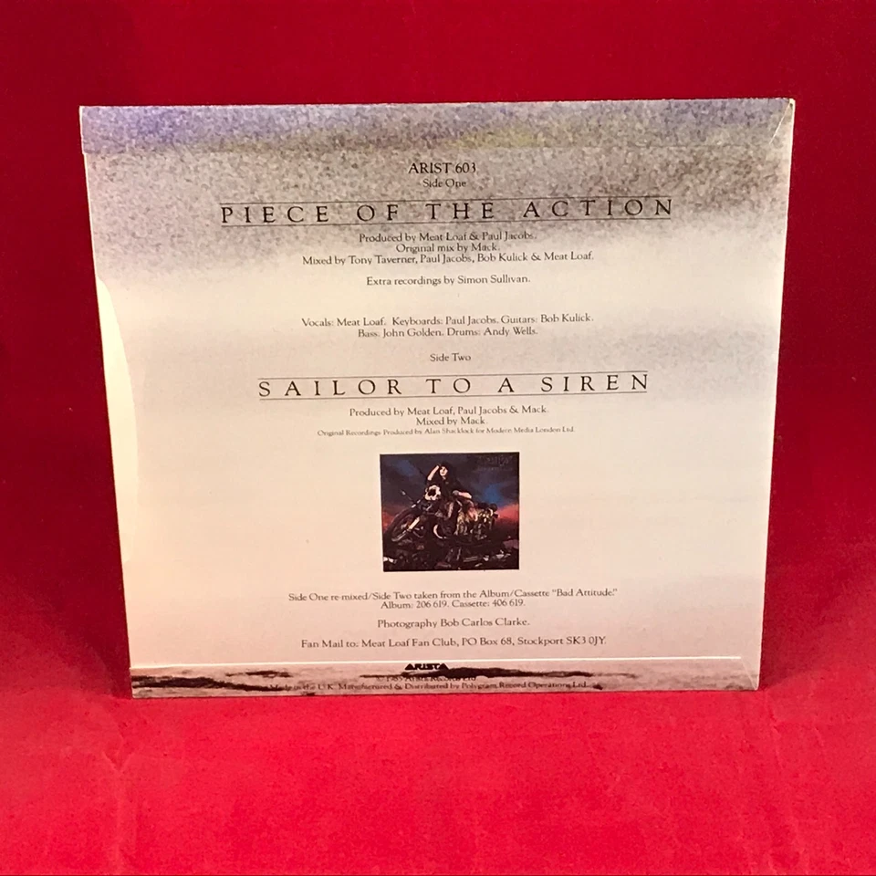 MEAT LOAF Piece Of The Action 1985 UK 7" vinyl single original Sailor To A Siren - Image 2 of 4