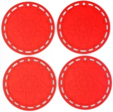 4Pcs Round Silicone Trivet Mats Heat Resistant Non-Slip Hot Pot Pads for Kitchen