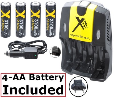 4AA BATTERY + DUAL 110/220V CHARGER FOR FUJI FINEPIX S2800HD S2900HD