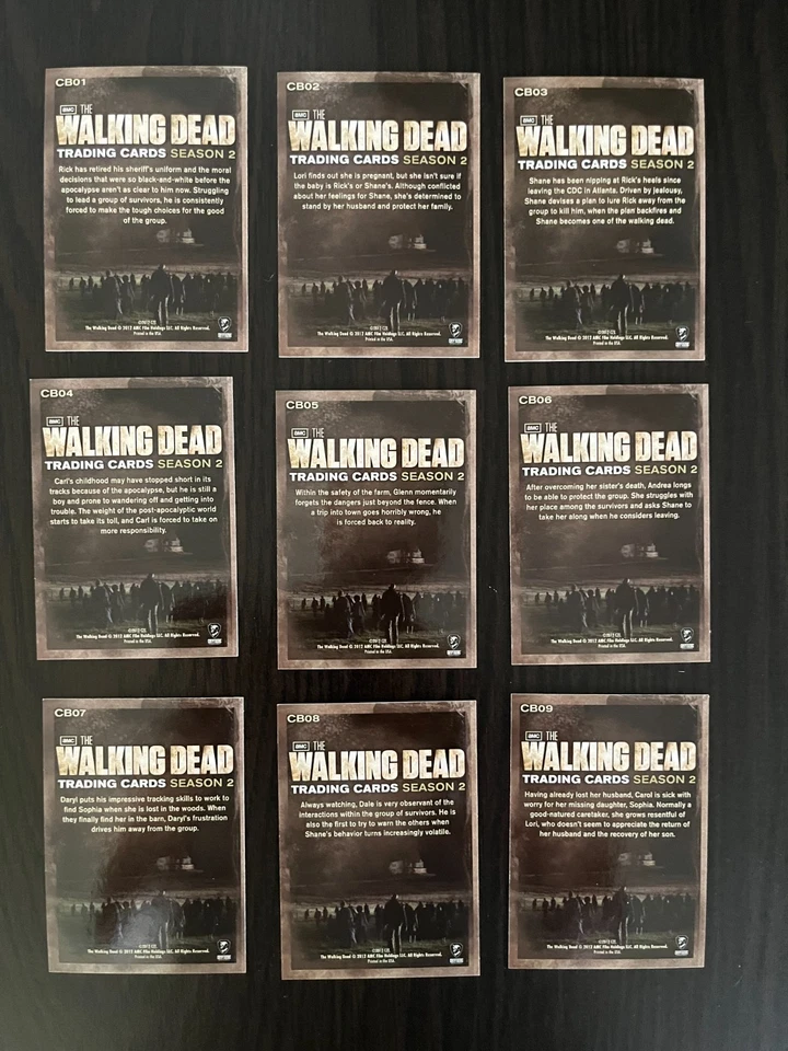 2012 Cryptozoic ходячие мертвецы сезон 2 персонаж био вставить набор (9) NrMt - Изображение 2 из 2