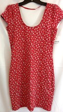 Urban Outfitters Dress Womens Sz M Red Floral Scoop Back Stretch Sexy Bodicon