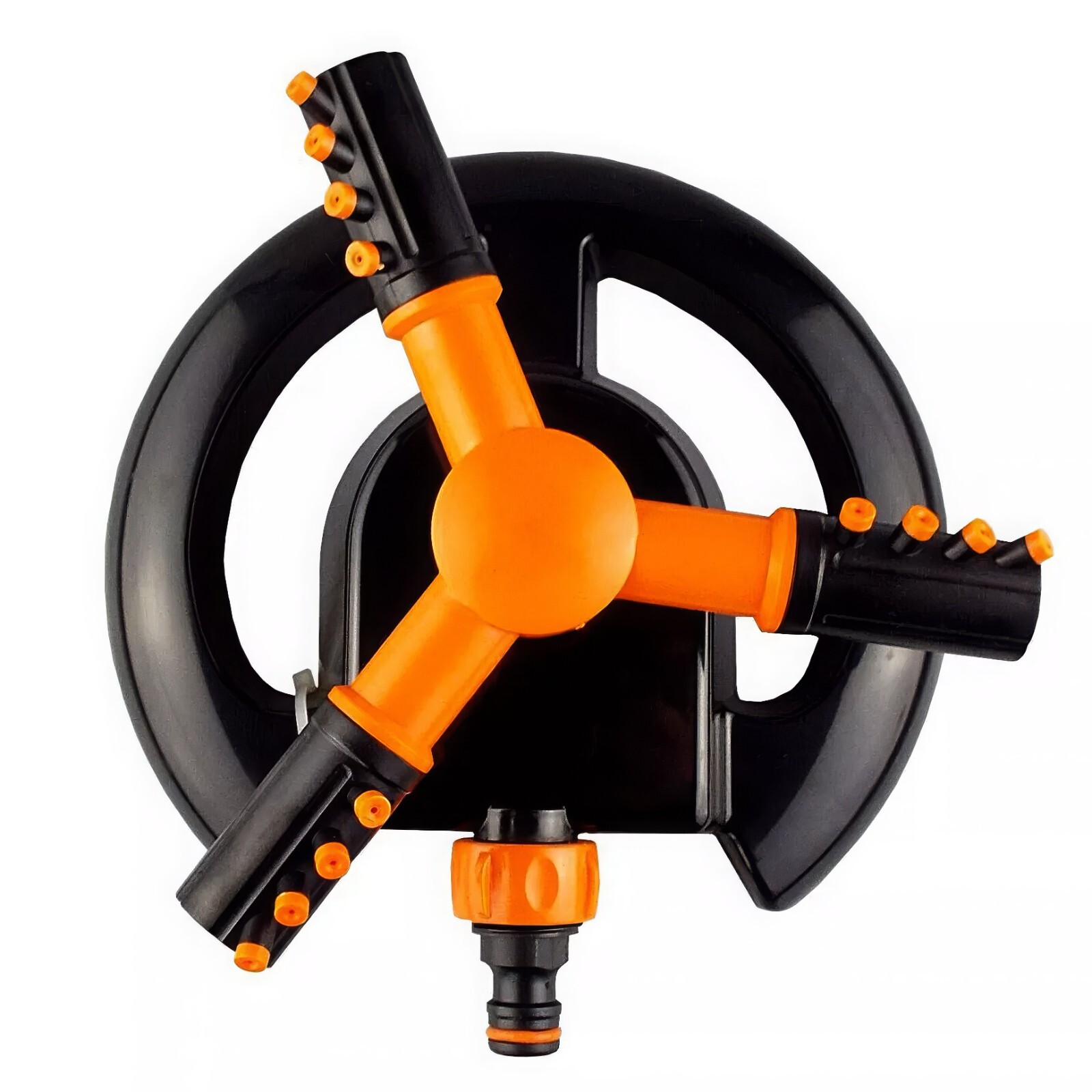 3 ARM ✪  Black Orange Rotating LAWN SPRINKLER  ✪  Irrigation System  ✪ Gardening