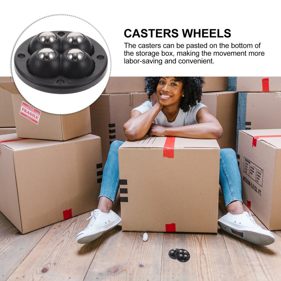 4 Pcs Cloth Bin Wheels Trash Can Storage Casters Self Adhesive for Box